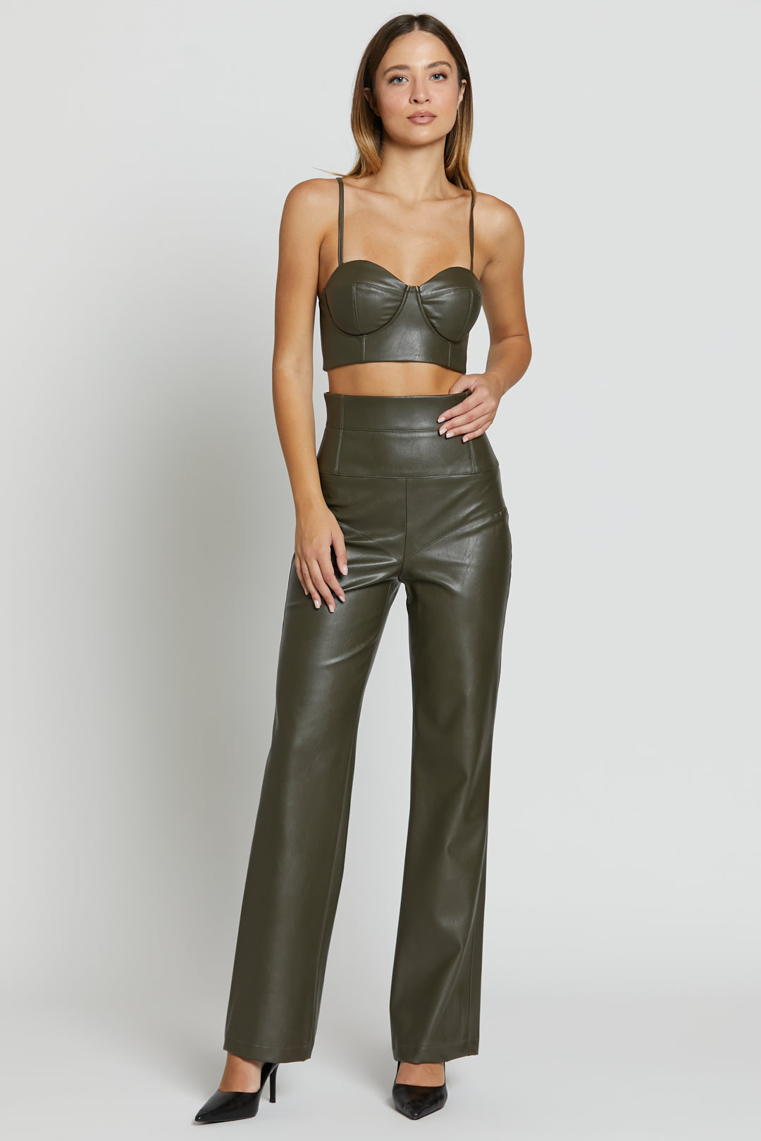 Leather Crop Militare