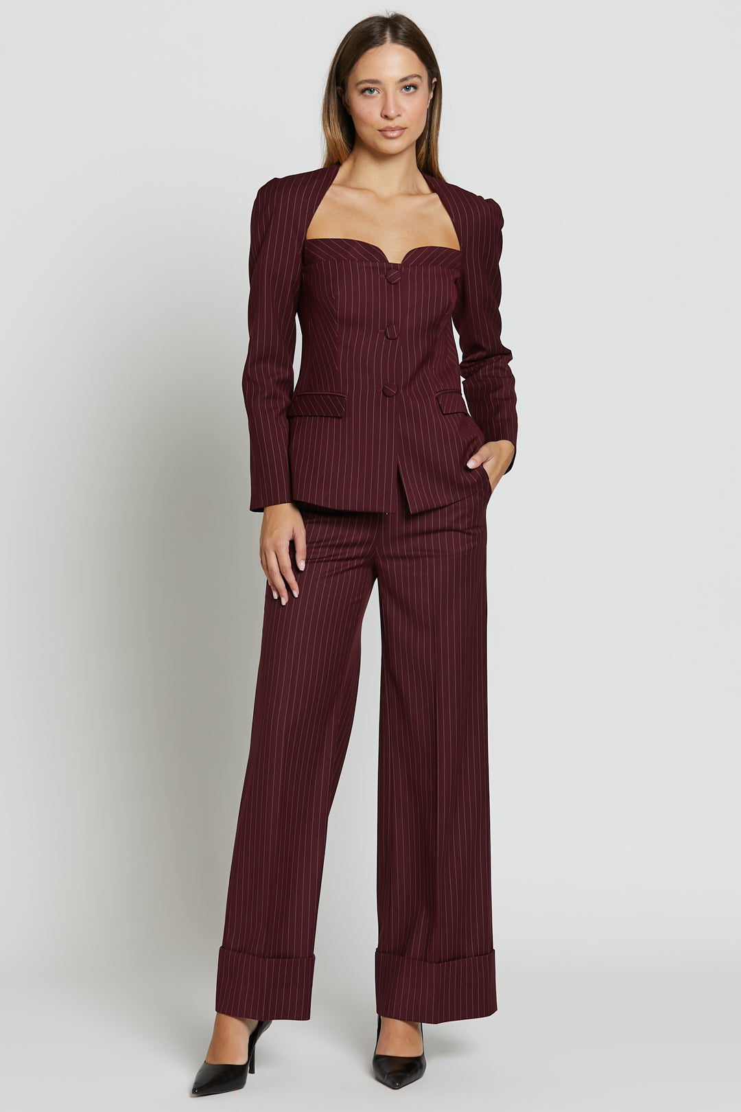 Fold Stripe Pants Bordeaux Macro