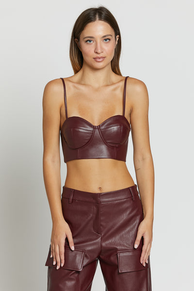 Leather Crop Bordeaux