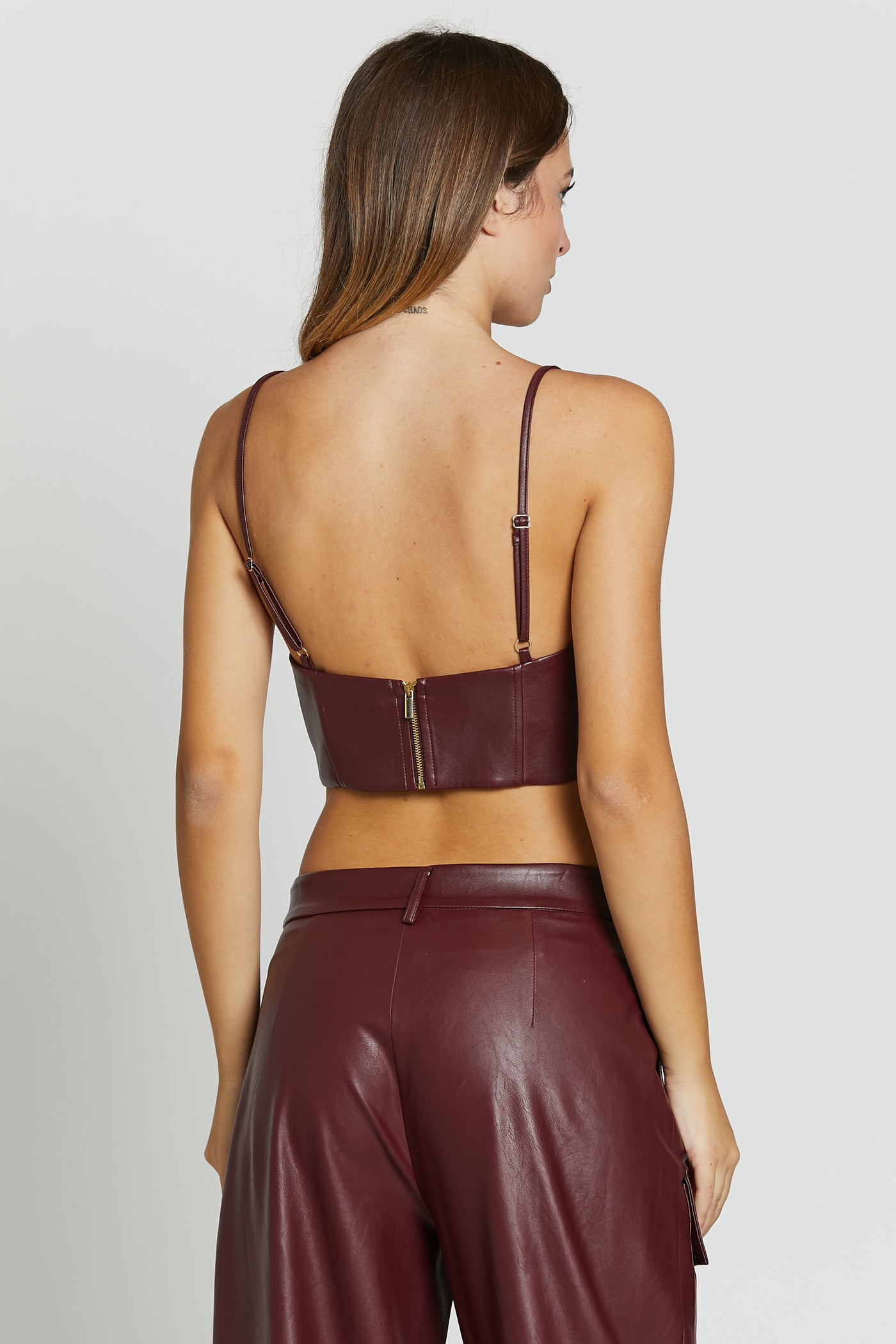 Leather Crop Bordeaux