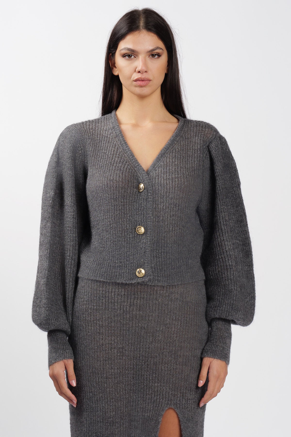 Cardigan Crop Grigio