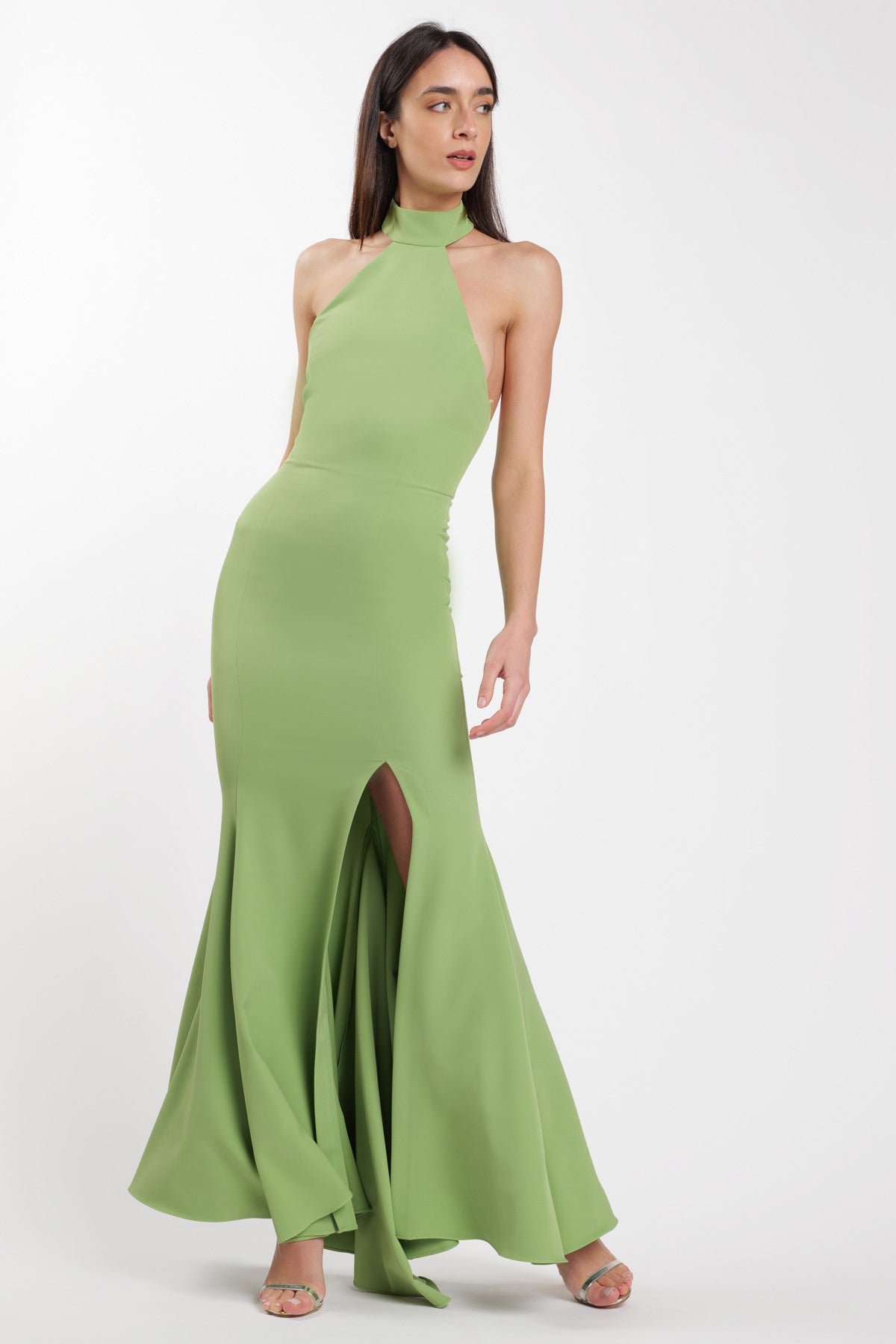 Siren Halter Dress Avocado