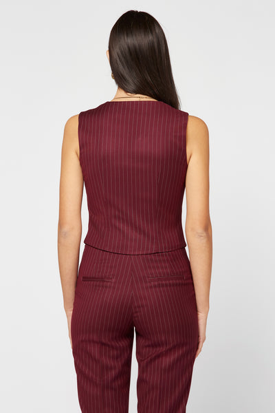 Micro Stripe Gilet Bordeaux Macro